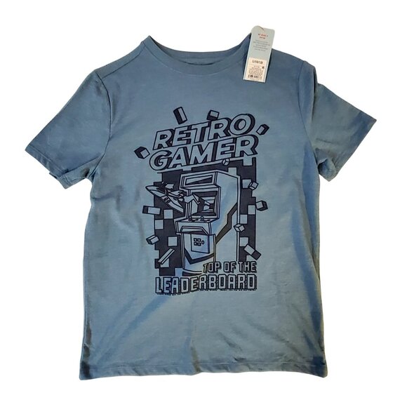 Retro Gamer Kids T-Shirt L 10/12 Cat & Jack Blue Cotton/Polyester Crew neck - Picture 1 of 6